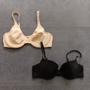 Bali & DKNY Bras Womens 36C Beige Black Excellent Underwire T-Shirt Set of 2